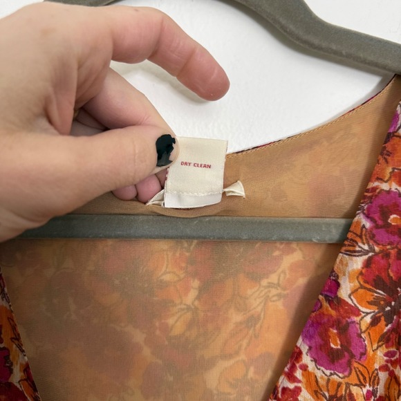 Sundance Silk Floral Wrap Midi Dress Size 10 Orange Pink V Neck Sleeveless - Picture 4 of 8